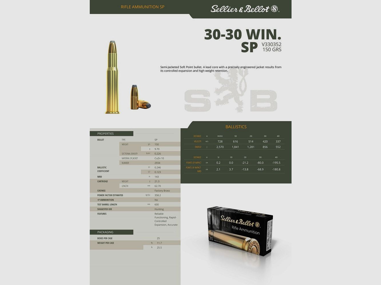 Patronen S&B - Kal. 30-30 Win. SP, Bild 3 von 3