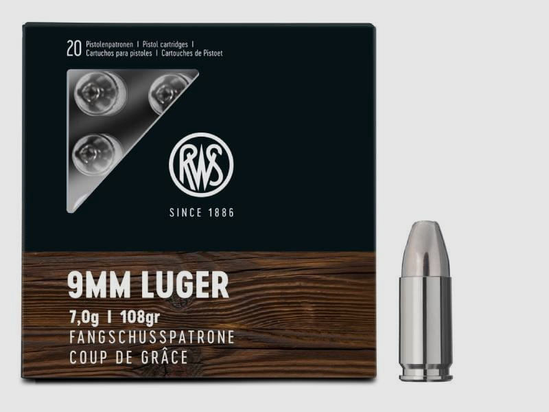 RWS 9 mm Luger Fangschusspatrone Coup de Grâce 108 gr - 20 Stk.