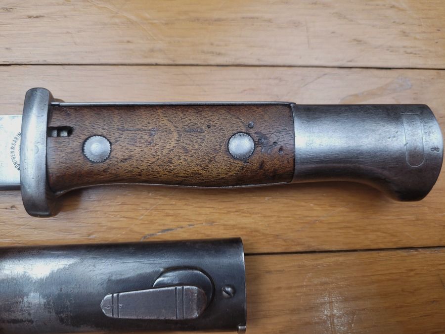 Seltene Bajonett 84/98 2. Typ – Herstellung „Bontgen & Sabin“ – Solingen – Originalscheide – 1. WK – sehr guter Zustand, Bild 4 von 18