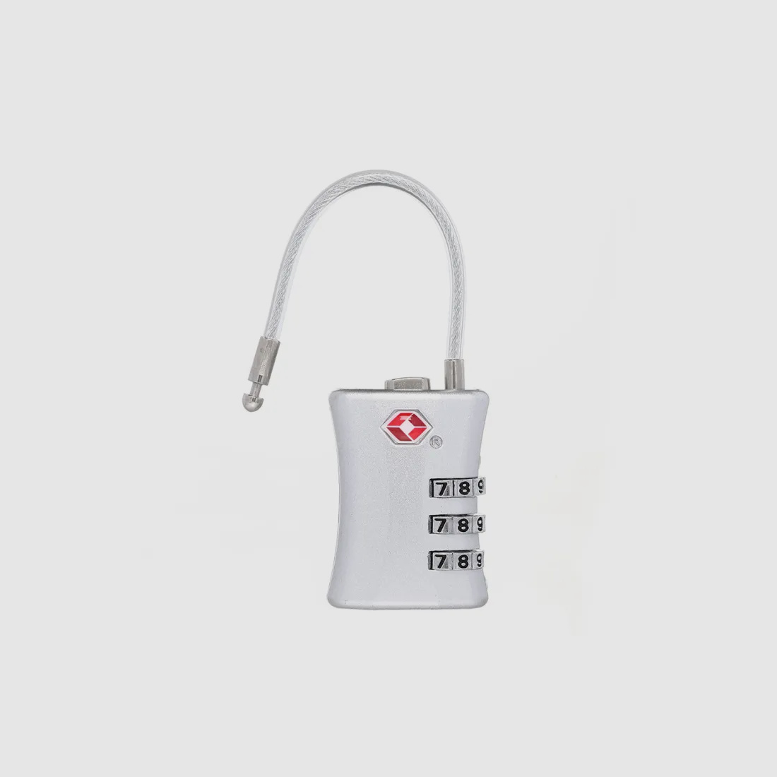 TSA luggage lock "Comfort" with steel cable in silver