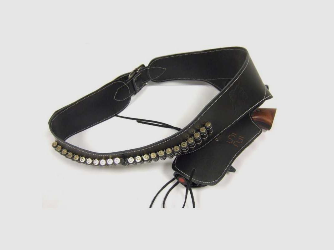 Black belt with holster for Western revolver - BELT 1 PLACE BLACK, image 3 of 8