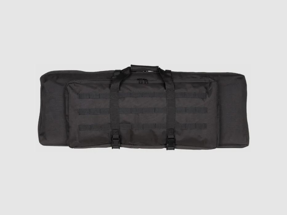 Rifle bag for 2 long guns up to 95cm, black, with divider and backpack straps