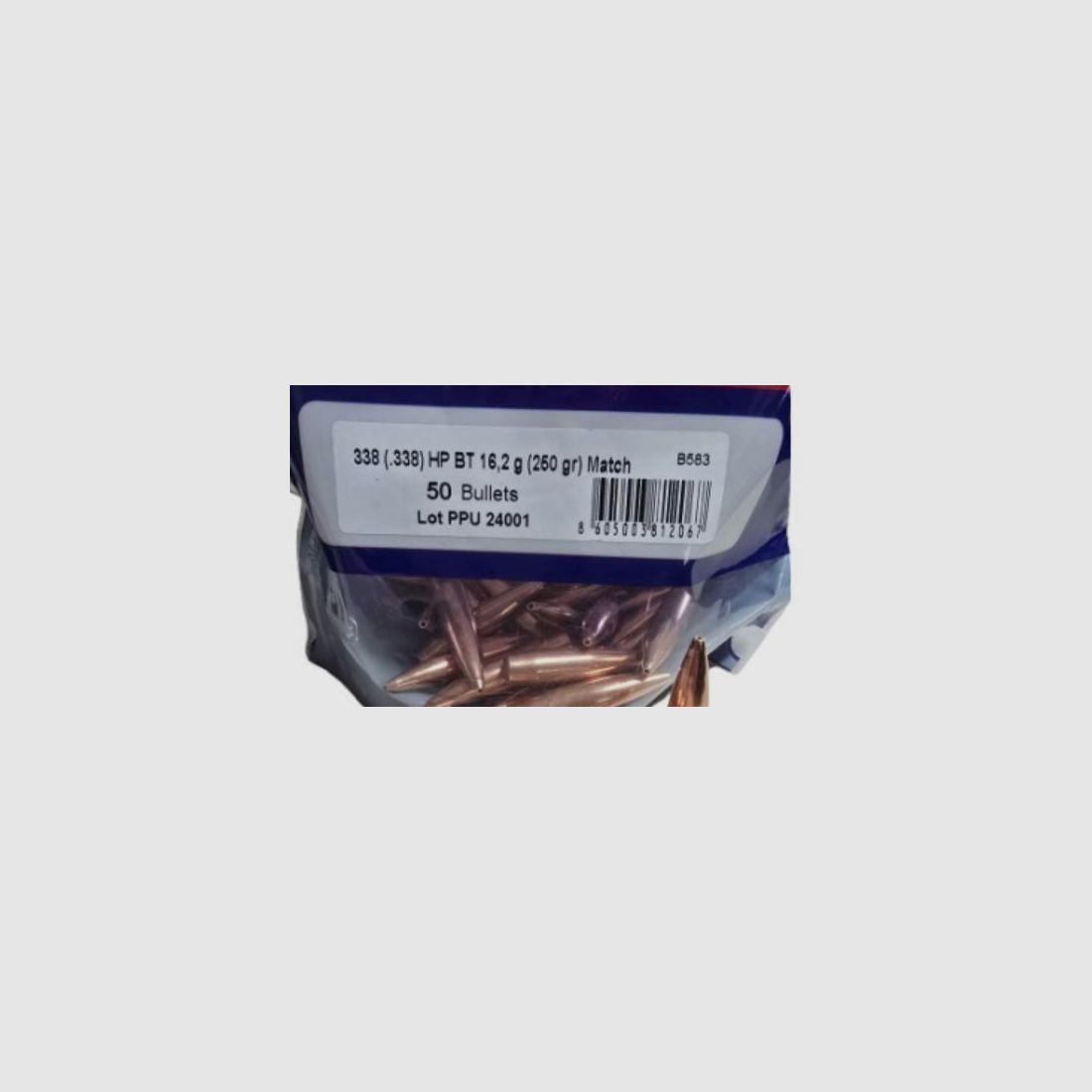 50 pieces PPU bullets .338 / 8.5 mm 250 Grain #B-583 | HPBT Prvi Partizan hollow point BT Match Line