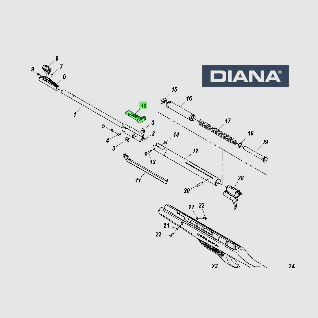 Visier montiert fĂĽr Luftgewehr Diana Eleven, Ersatzteil