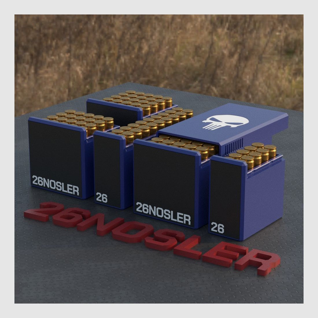 Filamelt Munitionsbox / Ammo Box .26 Nosler – Patronenbox für 50 Schuss, Made in Germany