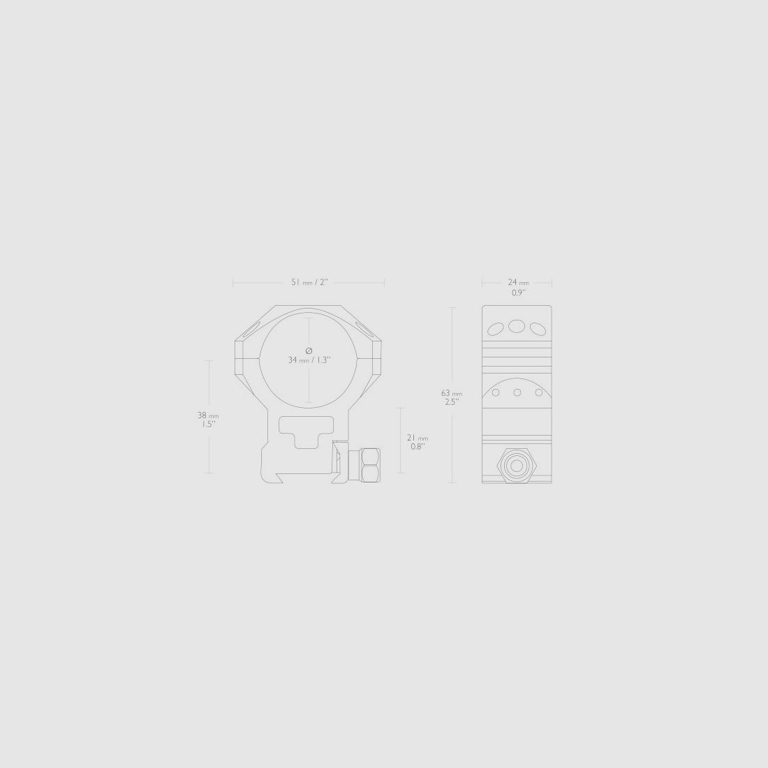 Hawke Tactical anelli di montaggio Weaver alti 34 mm, immagine 2 di 2