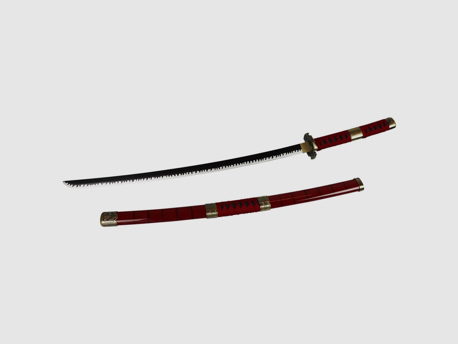Deko Katana mit Holzklinge Sandai Kitetsu Roronoa Zoro One Piece Samurai Schwert stumpf