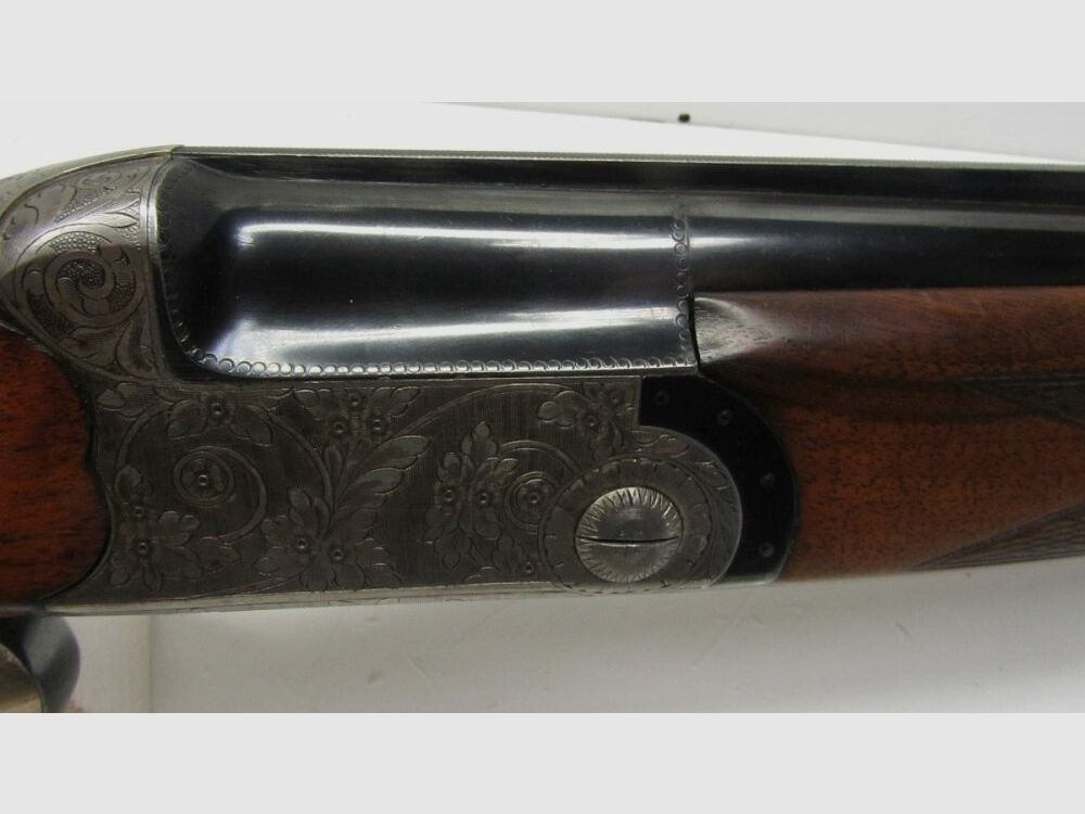 Bockdoppelflinte A.S.L. Italien Kal. 16/70, gravierte Basküle, Ejektor, Dop 16/70