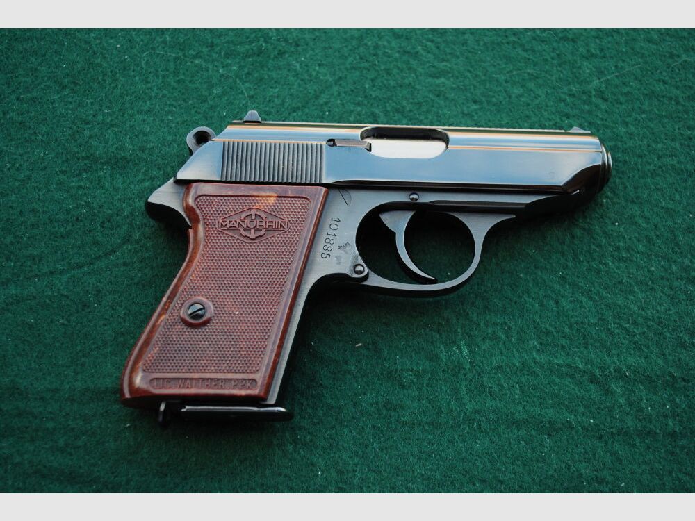 Walther PPK von Manuhrin, Stahlgriffstück, OVP mit Schussbild