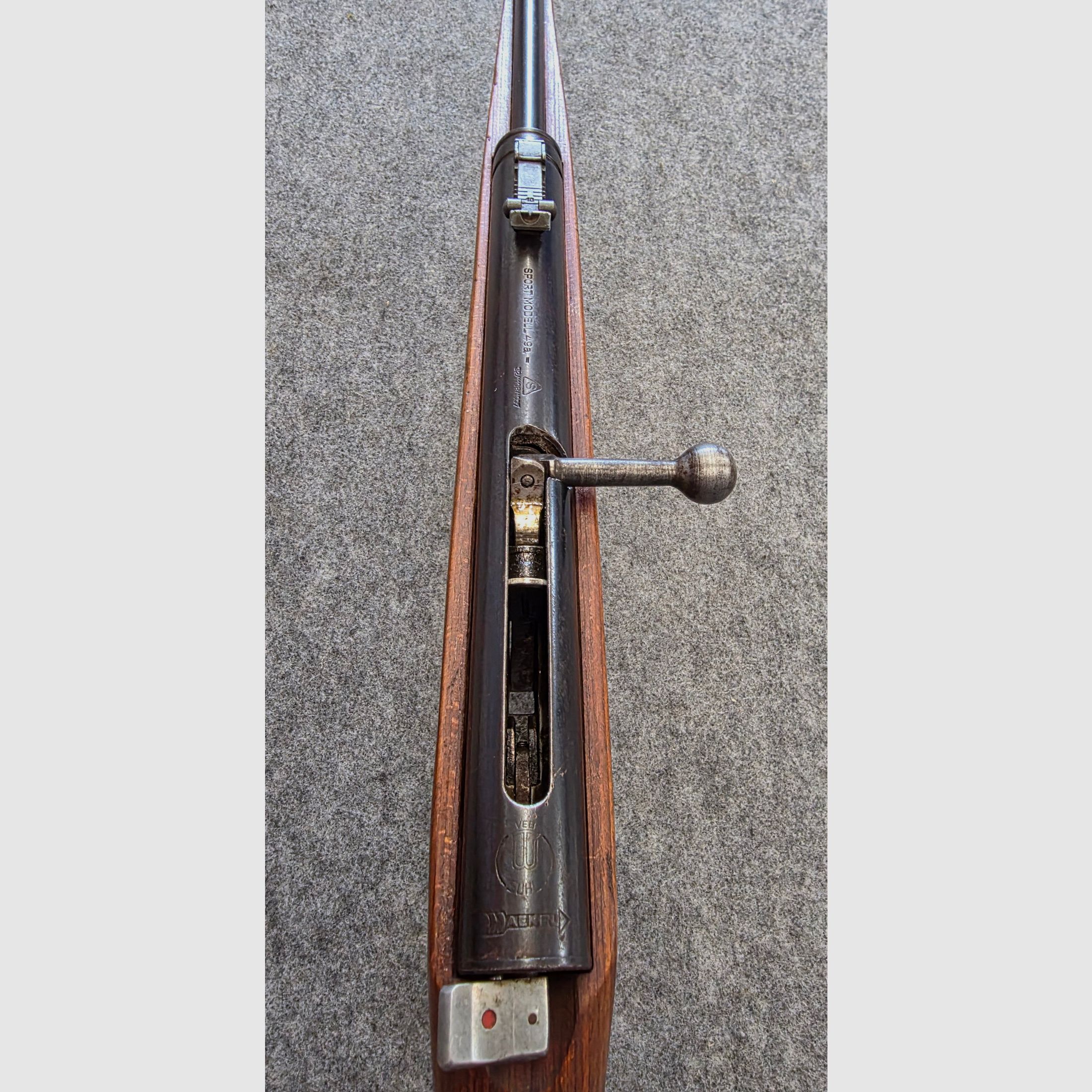 Haenel Mod. 49a z kolbą z drewna warstwowego z 1957 roku w dobrym stanie, samopowtarzalny, nie 310