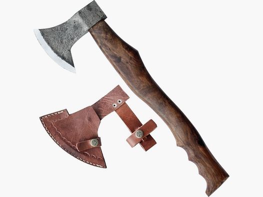 urige Axt für Mittelalter Lager zum Holz hacken Fingermulden Lederschutz 675g