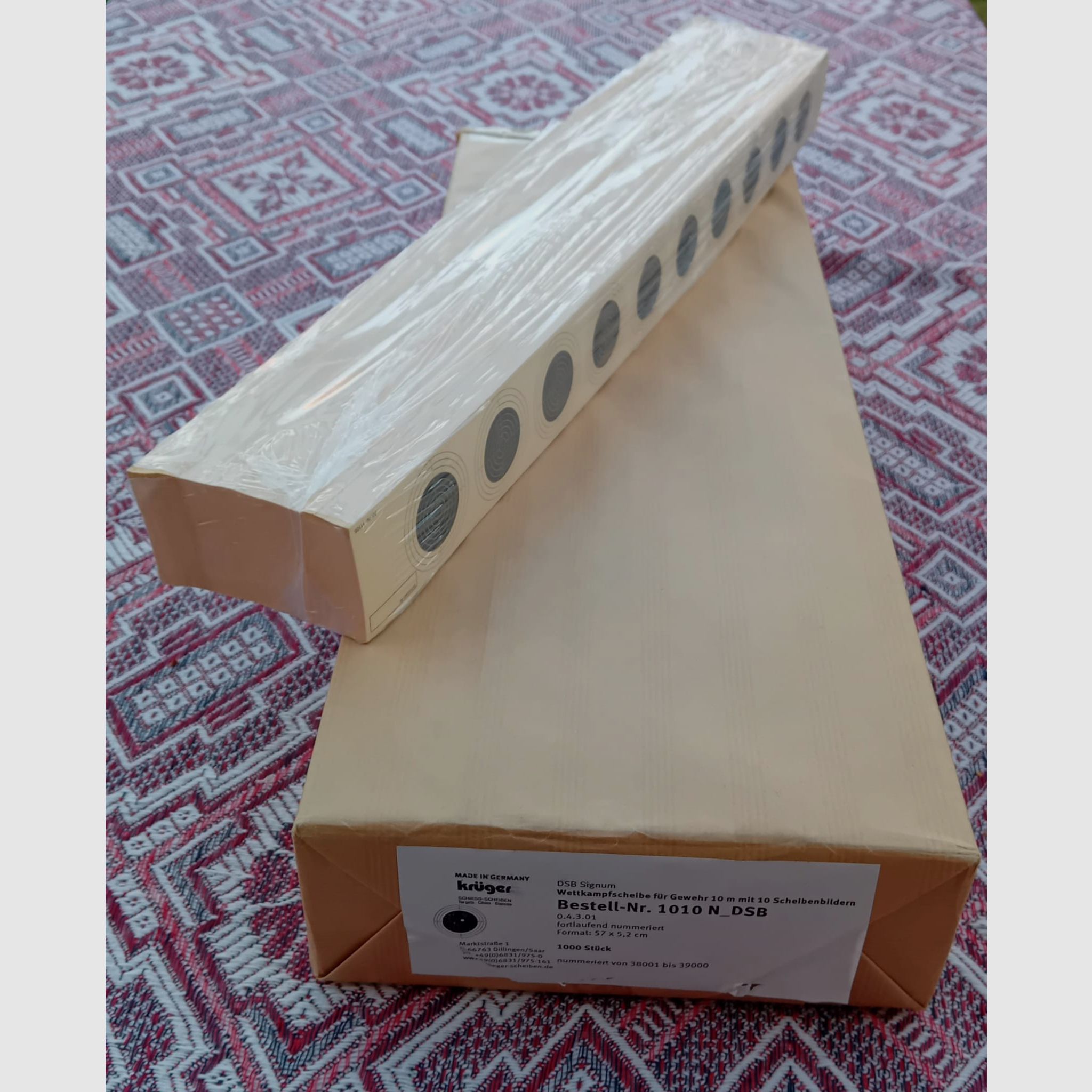 Bande de cibles pour carabine à air comprimé avec 10 images de cibles 3 x 1000 Krüger