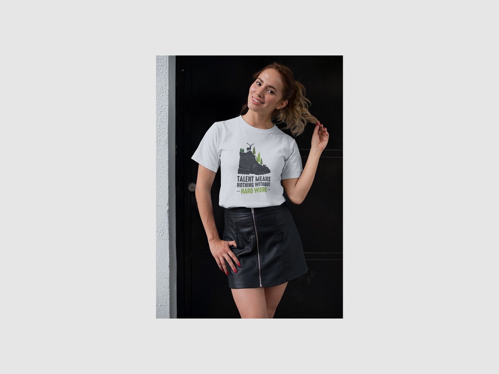 Trischitti T-Shirt weiß "Talent bedeutet nichts ohne harte Arbeit": Die wahre Essenz des Erfolgs, Bild 4 von 4