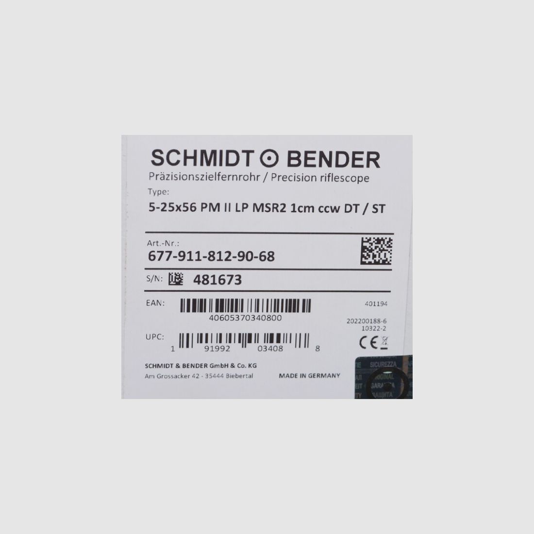 Zielfernrohr Schmidt & Bender PM-II 5-25x56 schwarz Absehen MSR2