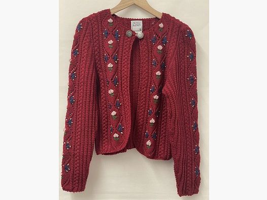 Michaela Buerger Johanna Handknitted Merino Wool Cardigan — Deep Red