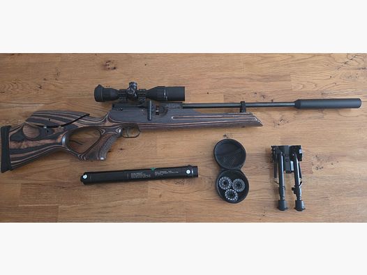 Wiatrówka Walther LW100 kal. 5,5 z lunetą i wieloma akcesoriami