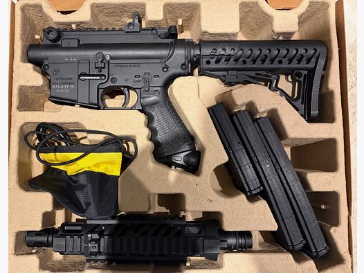 Tippmann TMC MagFed marker in M16 + 2 magazines & large bottle + original packaging