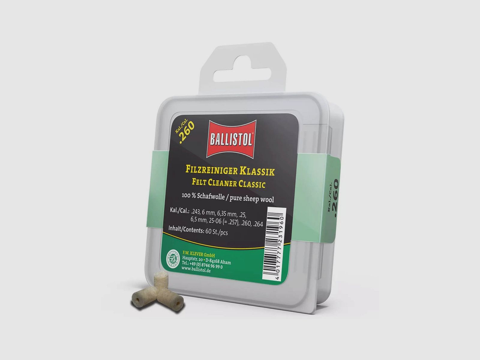 Ballistol Classic Viltwads voor Loopreiniging 60 st. kal. 6,35/6,5/.243