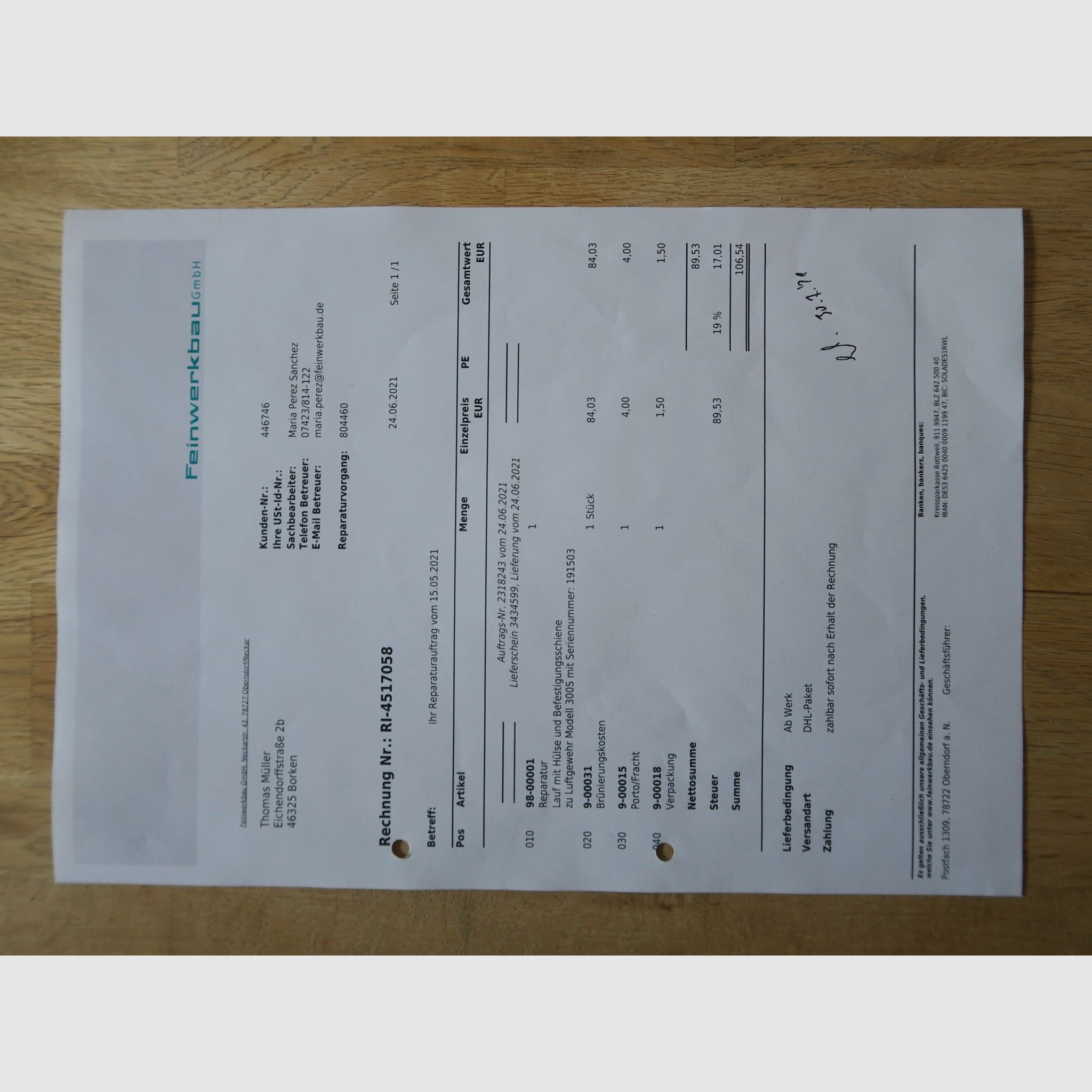 Luftgewehr Feinwerkbau 300S