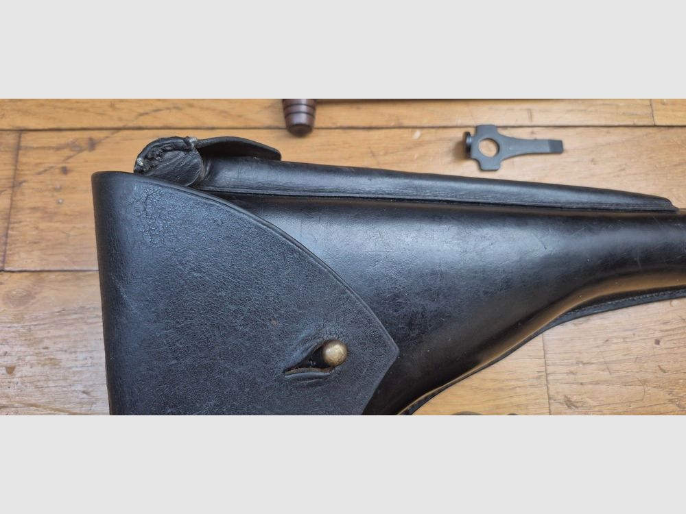 Sehr schönes Etui für Pistol Luger P04 der Marine – Herstellung LOH Söhne in Berlin – Erstes frühes Modell – Schlüsselwerkzeuge DMW und Marine-Rute – Hochwertiges, sehr weiches Leder in ausgezeichnetem Zustand an allen Nähten – Mit seinem sehr seltenen Tragegurt! - TBE++, Bild 5 von 23