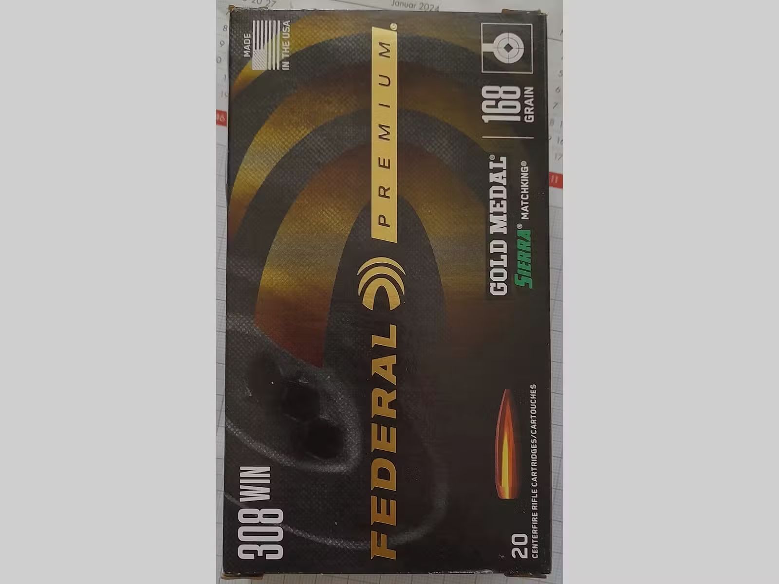 Munition Federal PREMIUM Gold Medal 168 Grain speziell für Springfield Amory