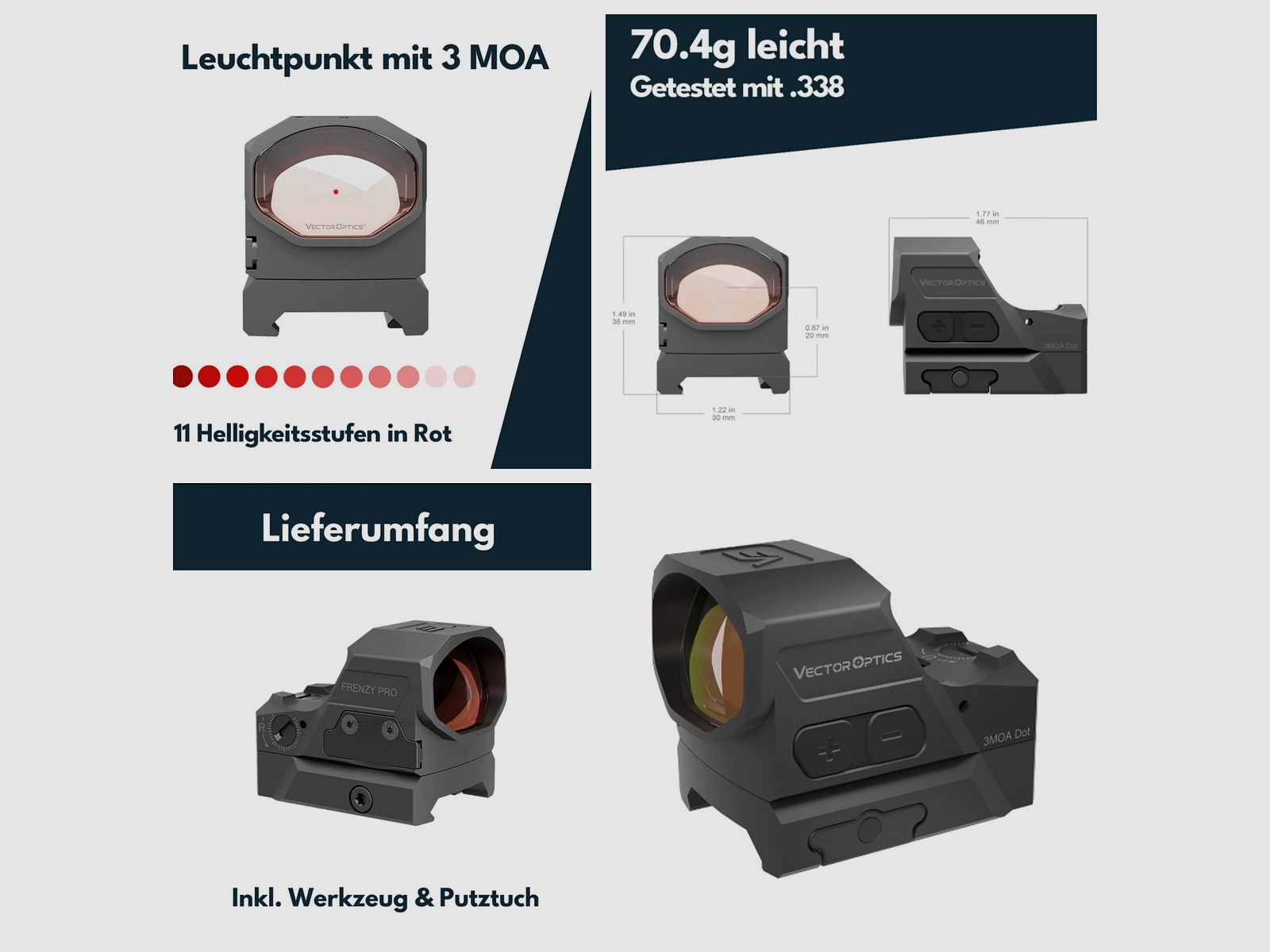 Vector Optics Frenzy Plus 1x19x28 Enclosed GenII SCRD-75 Red Dot Visier Rotpunktvisier Reflex Sight