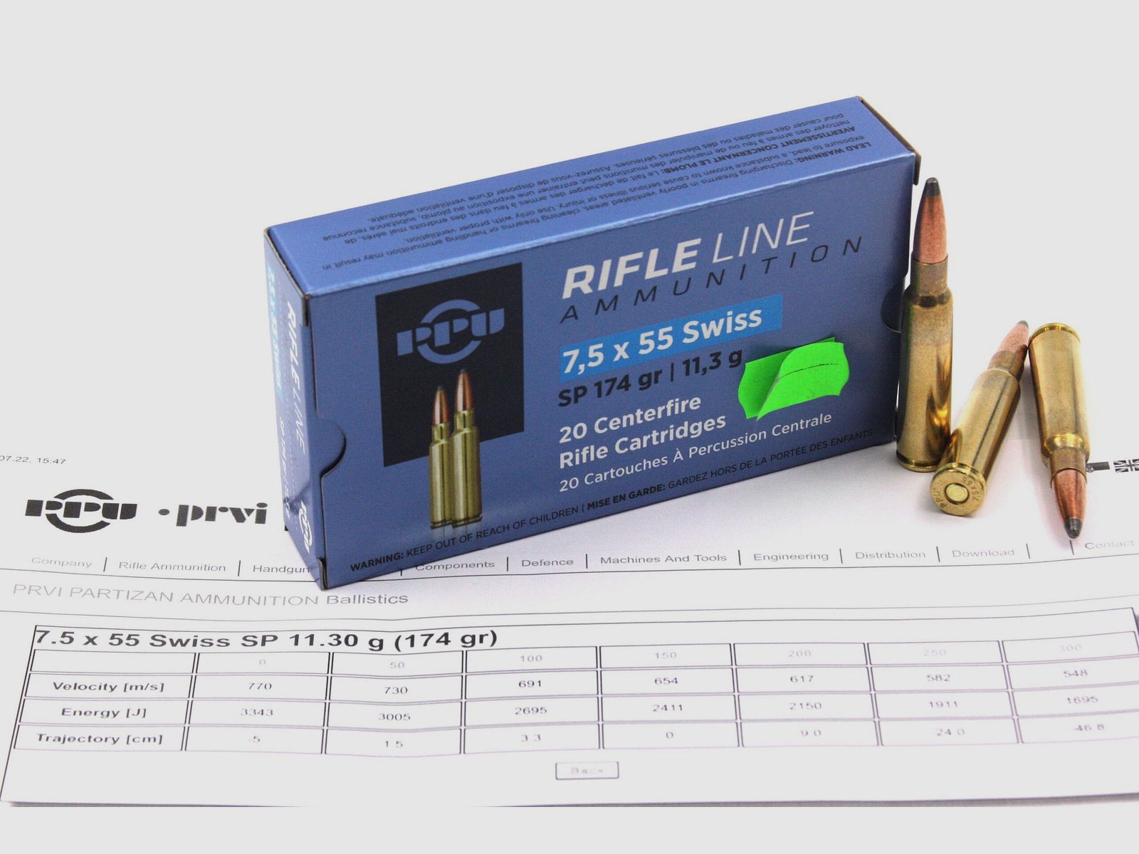 Prvi Partizan, 7.5 x 55mm, SP, 174 gr., 20 Stk.