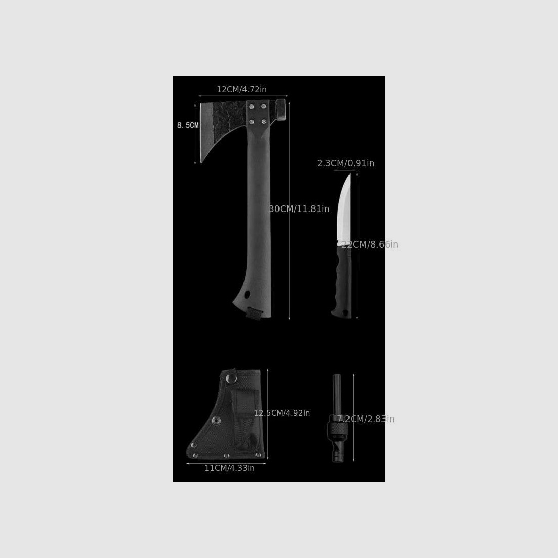 Outdoor Axt mit Messer und Feuerstein