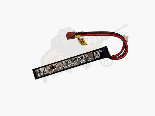 Bears- Power Airsoft LiPo Akku 7.4V 1200mAh, 25C Stock Type - T-Plug