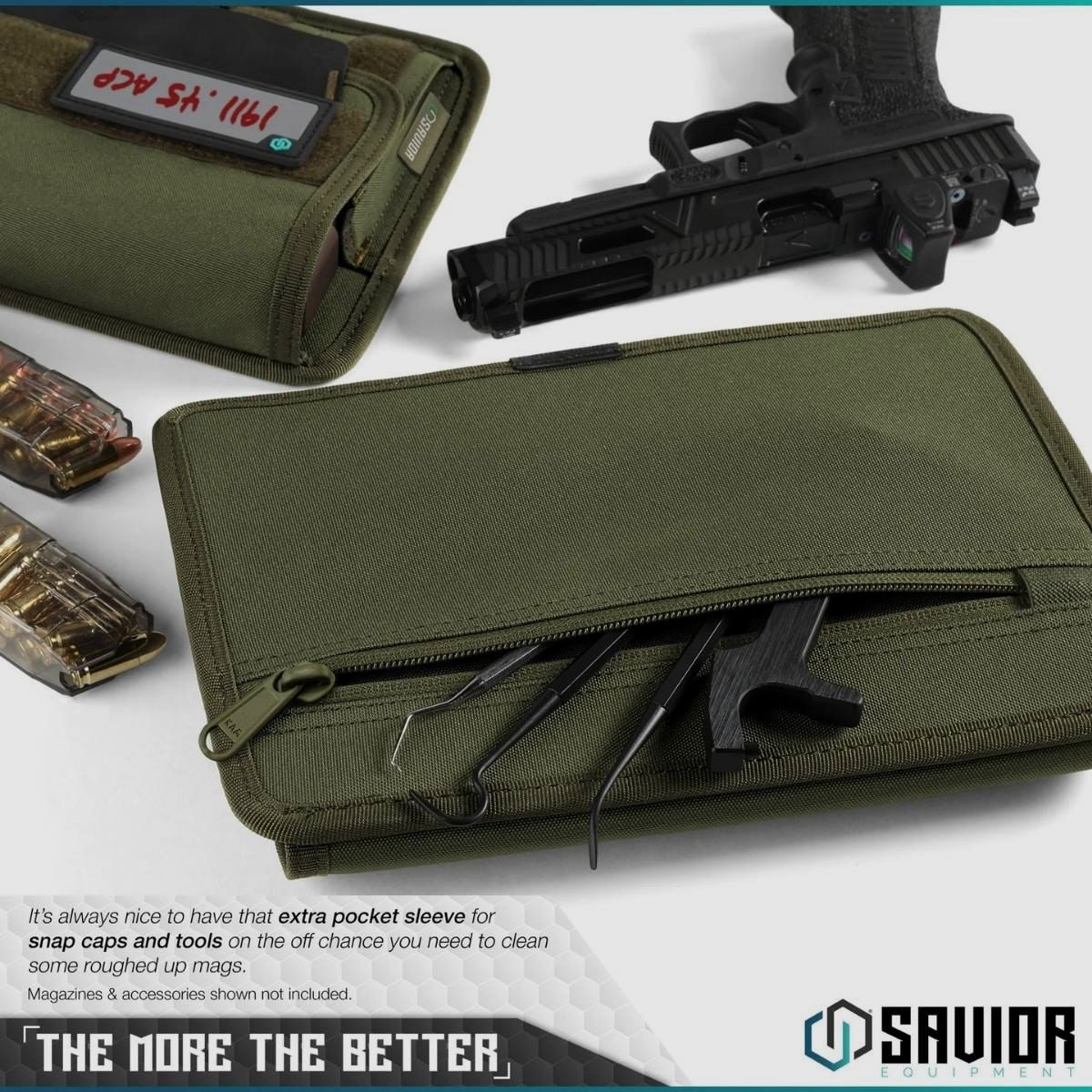 Savior – Bolsa para cargadores de pistola – 5 compartimentos, paquete de 2 – Verde – MP-FD-PISX5-2P-OG, imagen 6 de 6