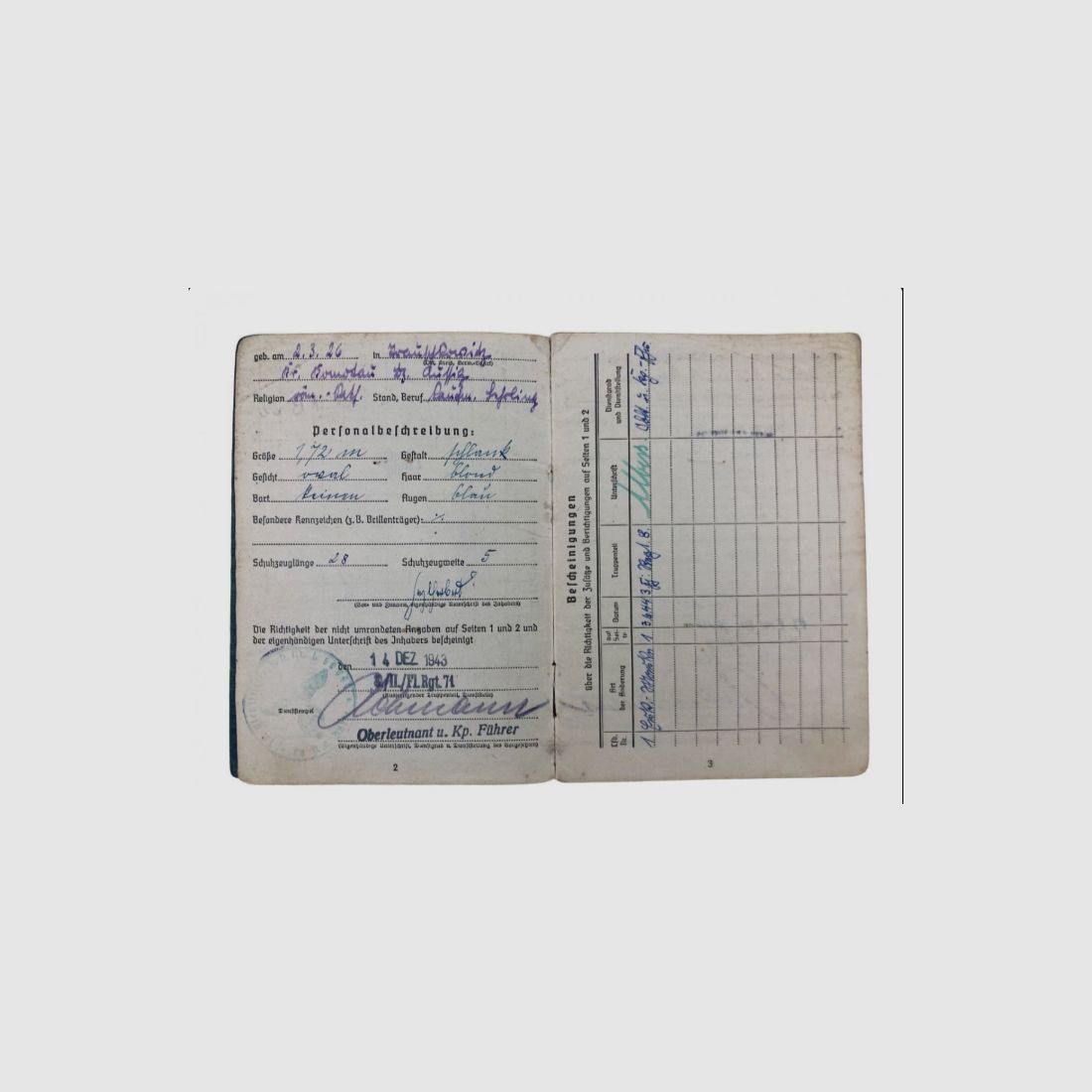 Soldbuch Fallschirmjager aus Wk2