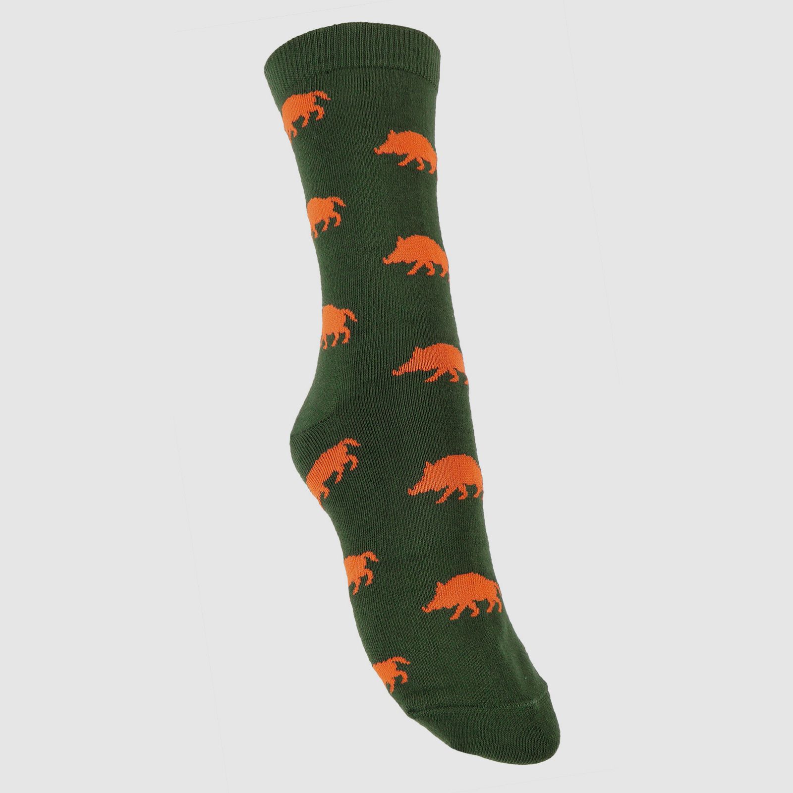 Designsocke Wildschwein Gr. 41-46 grün/orange