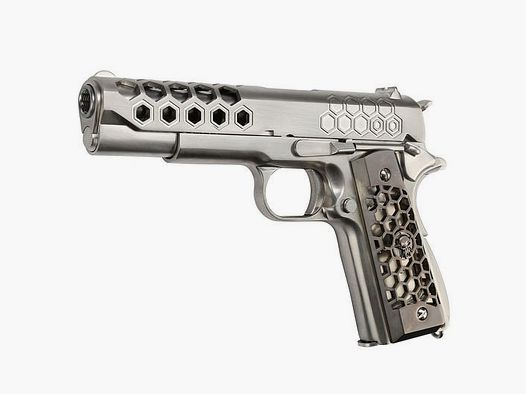 Wei-ETech M1911 Hex Cut Version Punisher Vollmetall GBB 6mm BB Satin-Chrome