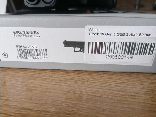 	Glock 19 Gen5 Softair-Pistole Schwarz Kaliber 6 mm BB 19 Schuss Gas Blowback (P18)