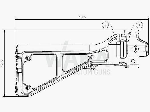 B&T spalliera pieghevole in polimero con pezzo adattatore per HK MP5/SP5 con anello per cinghia