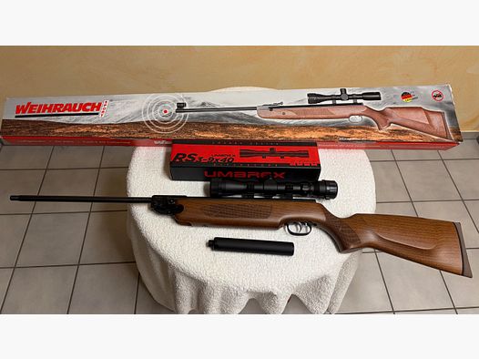 Luftgewehr: Weihrauch KW 35 K mit Schalldämpfer und Umarex Zielfernrohr RS 3-9x40, neu & unbenutzt,