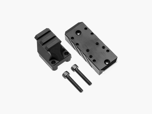 Bundle – RED DOT SIGHT MOUNT Railing + Adattatore per Calcio | CNC ALU | anodizzato nero | Huben GK1 | RMR 3.0 | Doctor | RMSc