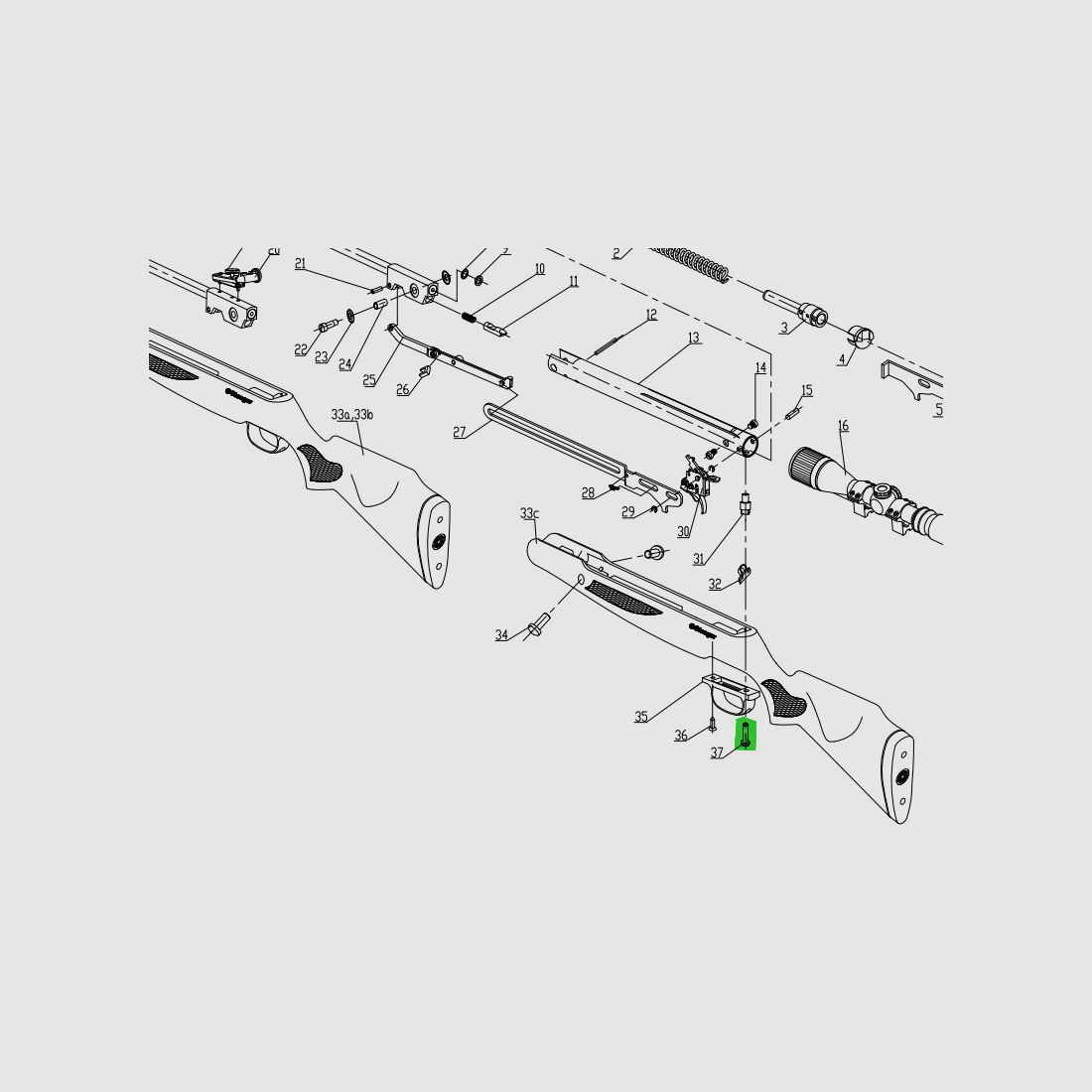 Hintere AbzugsbĂĽgelschraube fĂĽr Luftgewehr Stoeger X50, Ersatzteil