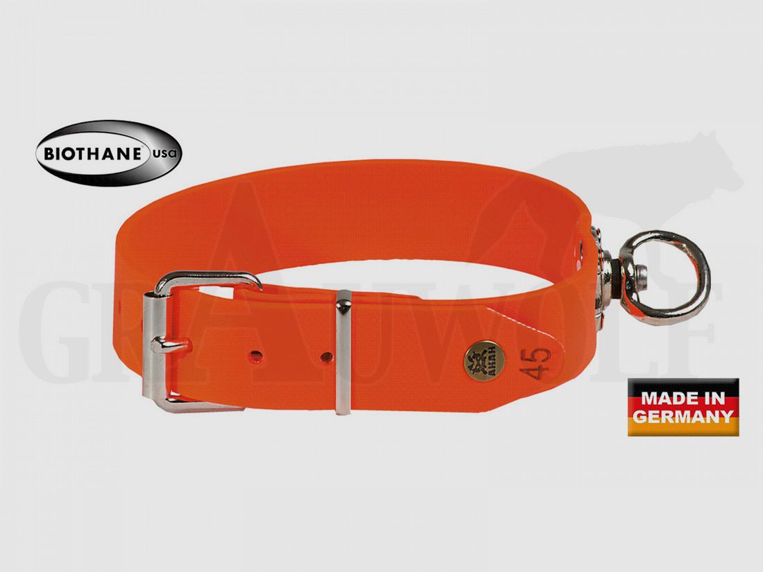 AKAH Schweißhalsung aus BioThane 45 cm Hundehalsband neonorange