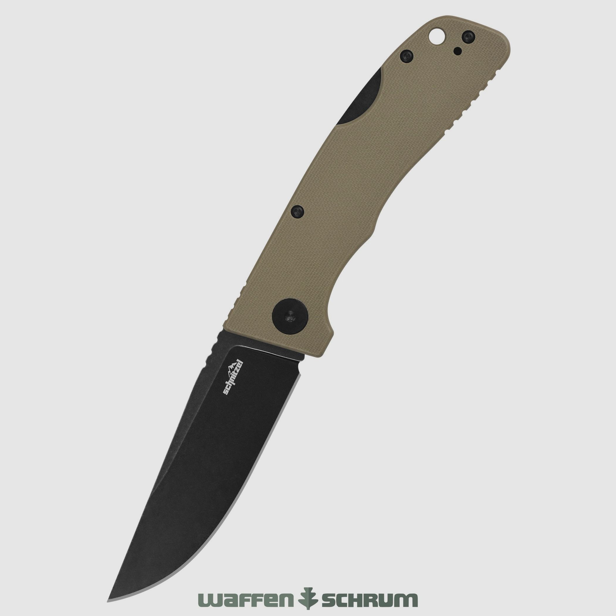 Schnitzel Outdoo Taschenmesser KVAR sand - schwarz rostfreier 14C28N-Stahl mit Blackwashed-Finish