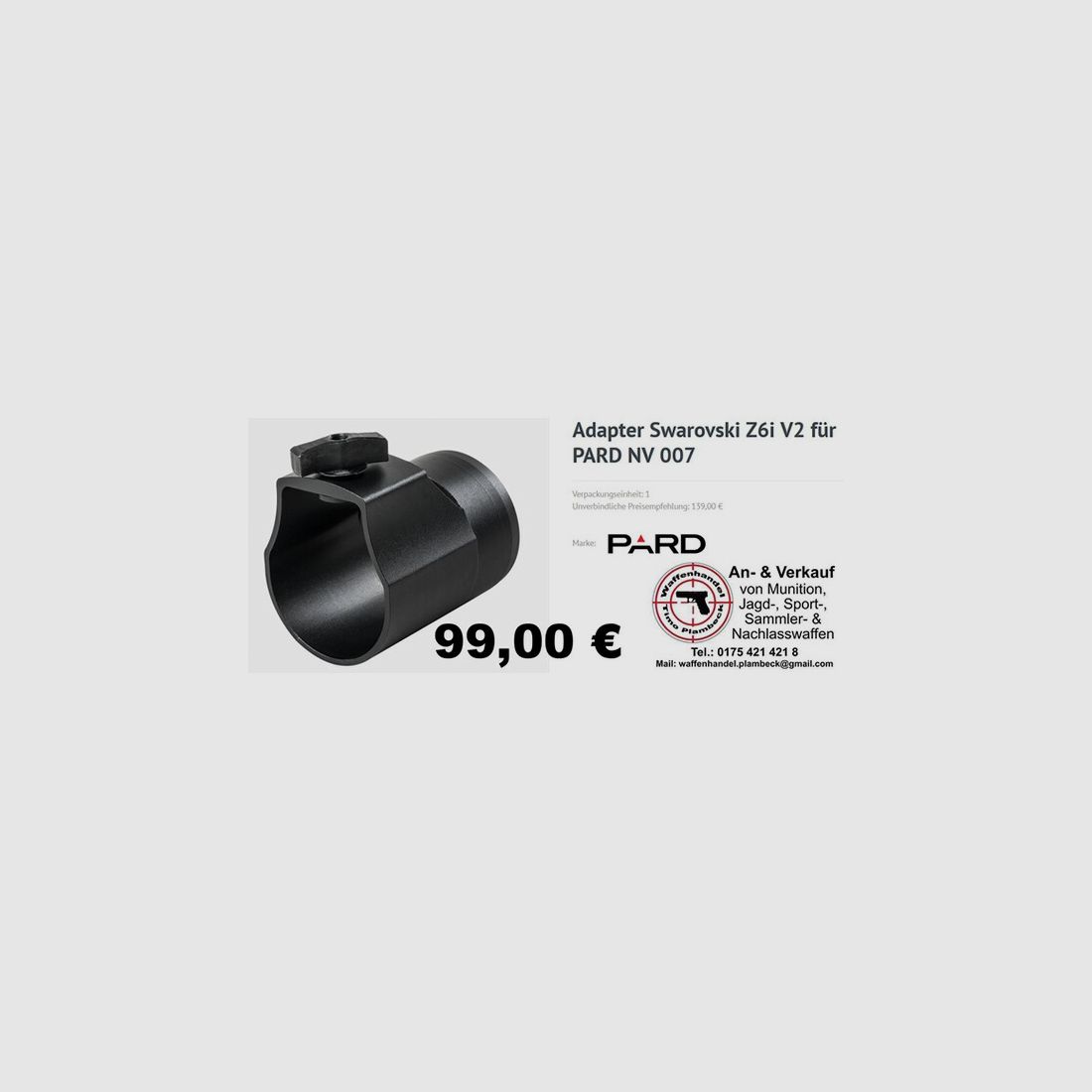 PARD Spezial-Adapter für NV007V und NV007A für Swarovski Z6i V1 (1. Generation) - VERSANDKOSTENFREI