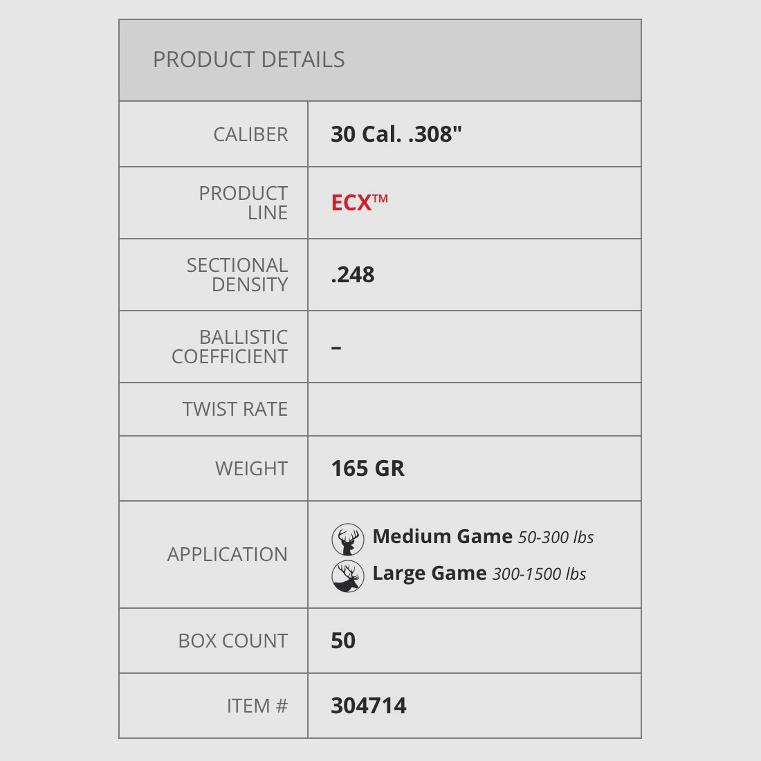 Hornady 304714 Geschosse ECX Bullets .30 .308 165 gr Wiederladen Bleifrei