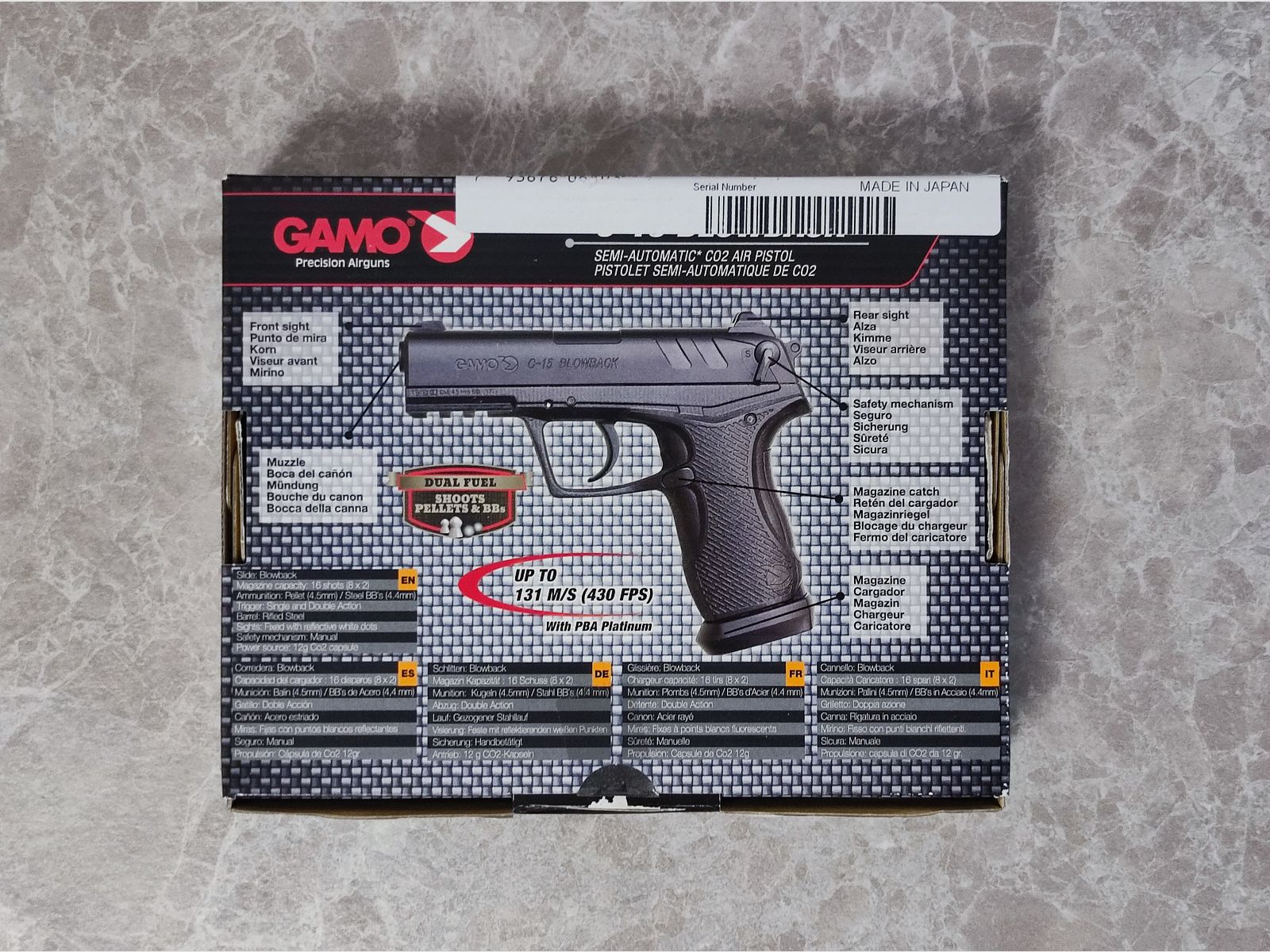 NOWOŚĆ Gamo C-15 Blowback CAL 4,5 czarna pistolet gazowy CO2