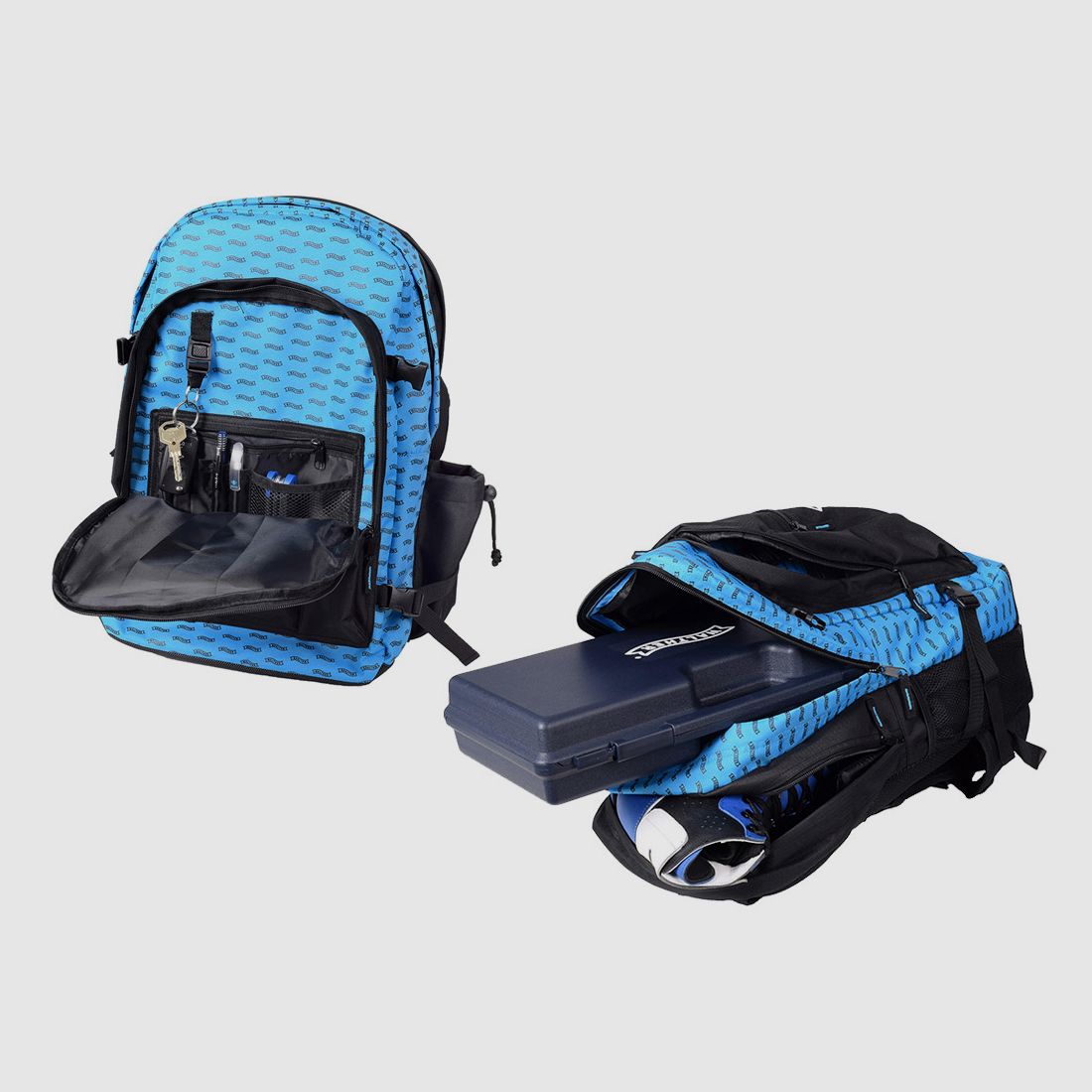 Rucksack Walther BigBag 49 x 29 cm blau schwarz mit Walter Logo fĂĽr Luftpistolen LP300 LP400 LP500 viele Taschen