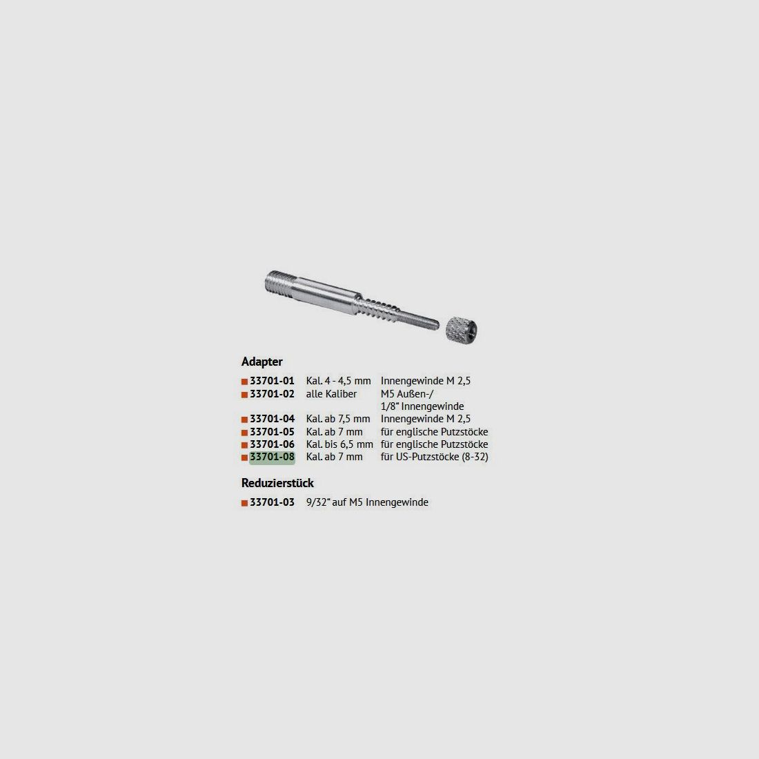 VFG-adapter Parker Hale interne schroefdraad kaliber .22 - 6,5 mm