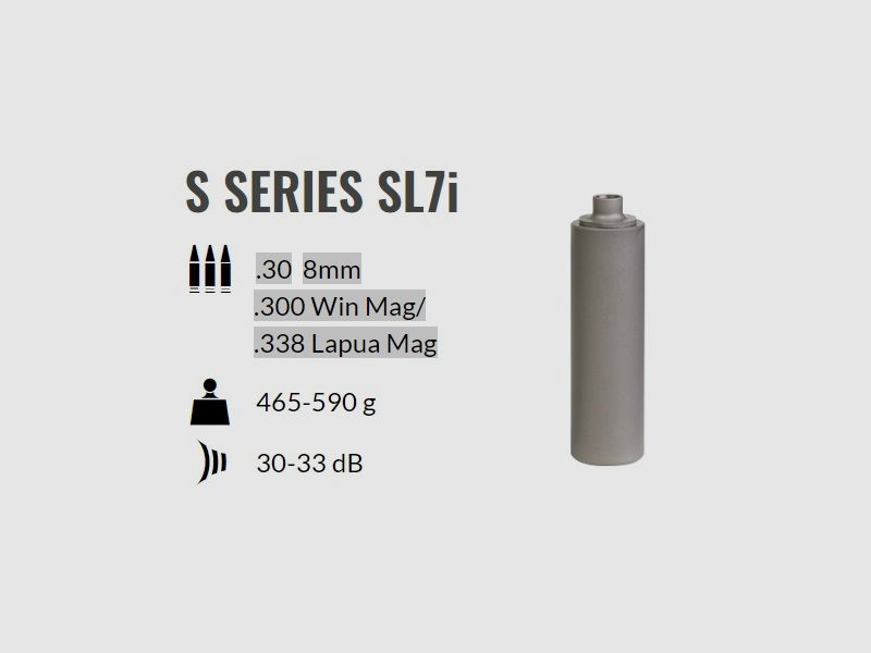 ASE UTRA silenziatore per armi soggette a licenza SL7i (.30/7,62mm) M18x1 stainless, immagine 1 di 2
