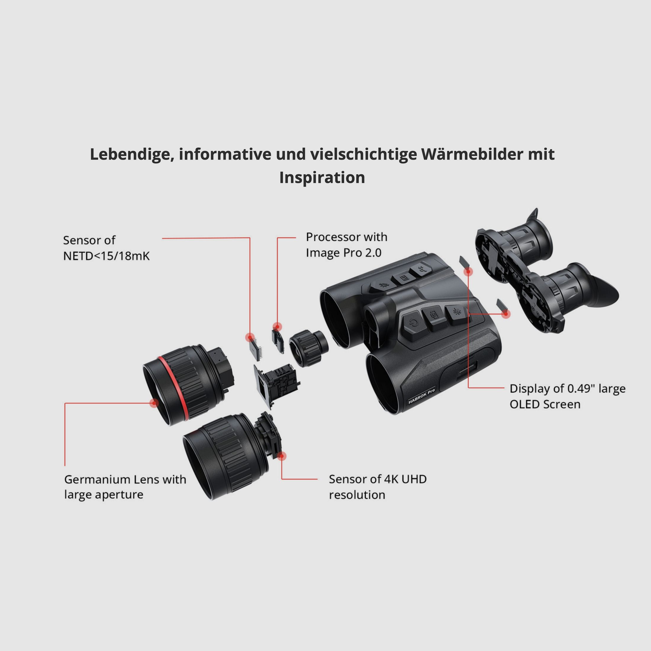 Hikmicro Binocular Habrok Pro HQ50L Wärmebild/Nachtsicht/Digitalkamera 850Nm 3840 × 2160