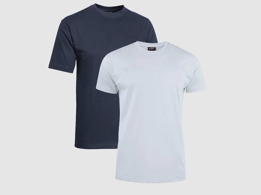 Clique T-Shirt 2er-Pack blau/weiß