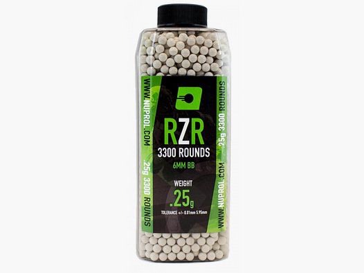 Airsoft BB's 6mm RZR 0,25g fles 3300 bbs