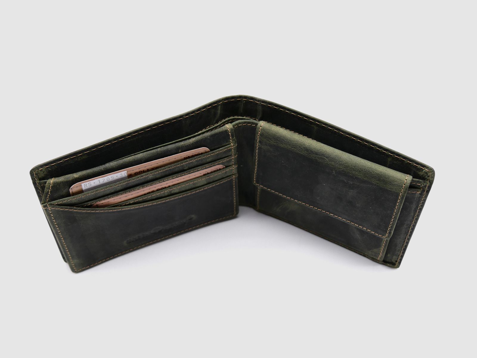 Greenburry billetera de cuero oliva colección vintage Animal Royal Stag ciervo 1705-rs-30